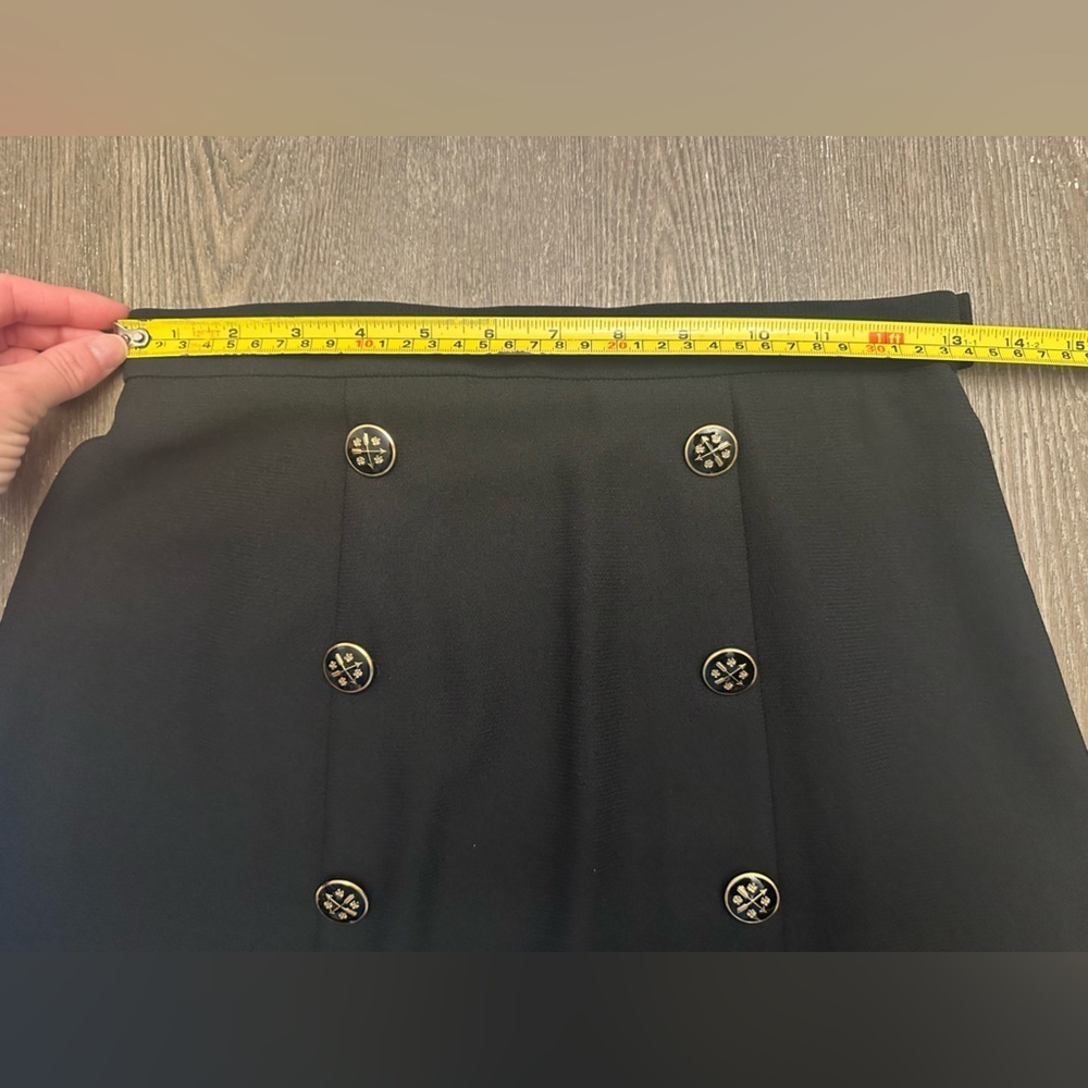 DONCASTER BLACK DOUBLE BUTTONED FLAIR BOTTOM BUSINESS SKIRT - Size 4 SKU:552 - Picture 5 of 6